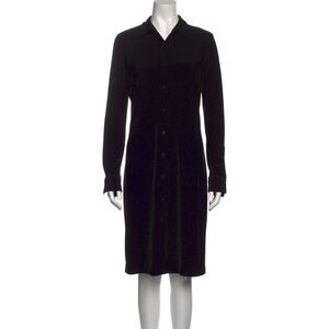Norma Kamali Long Sleeve Knee Length Button Shirt Dress in Black Size‎ Large